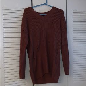 Brownish long sleeve distress oversized sweater